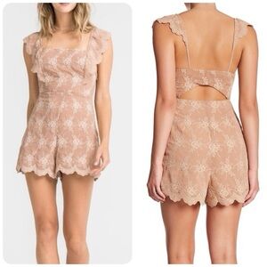 EUC Lush Blush Scallop Eyelet Lace Romper